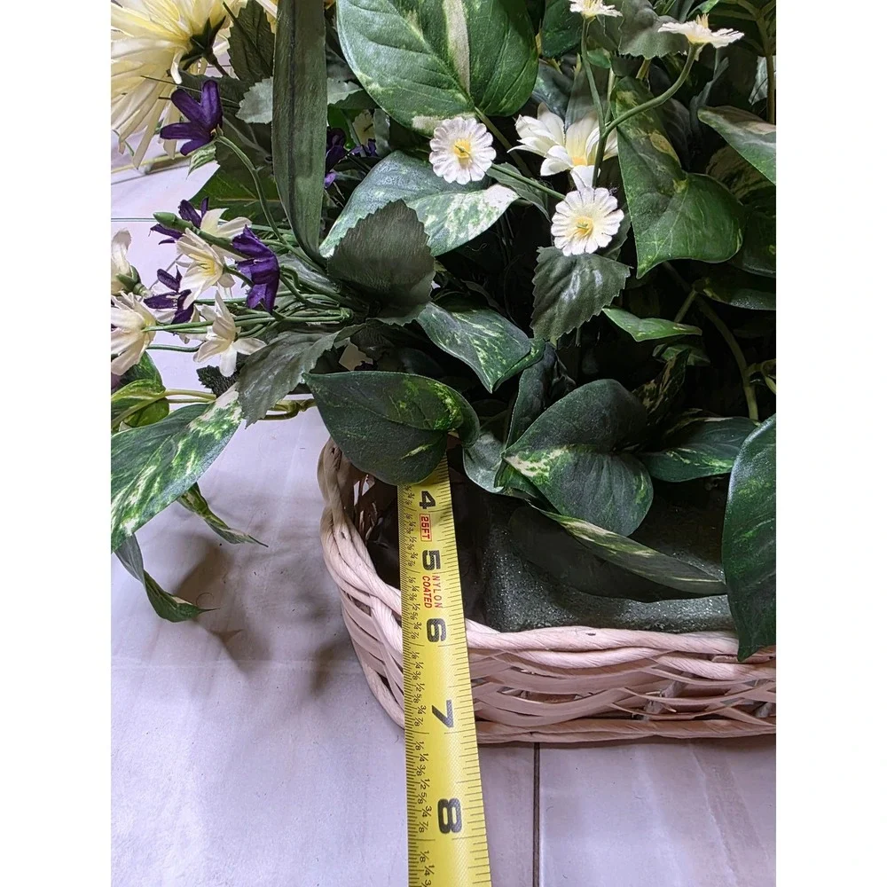 Silk‎ Purple Peony Cream Chrysanthemum Floral Arrangement in Wicker Basket 35in
